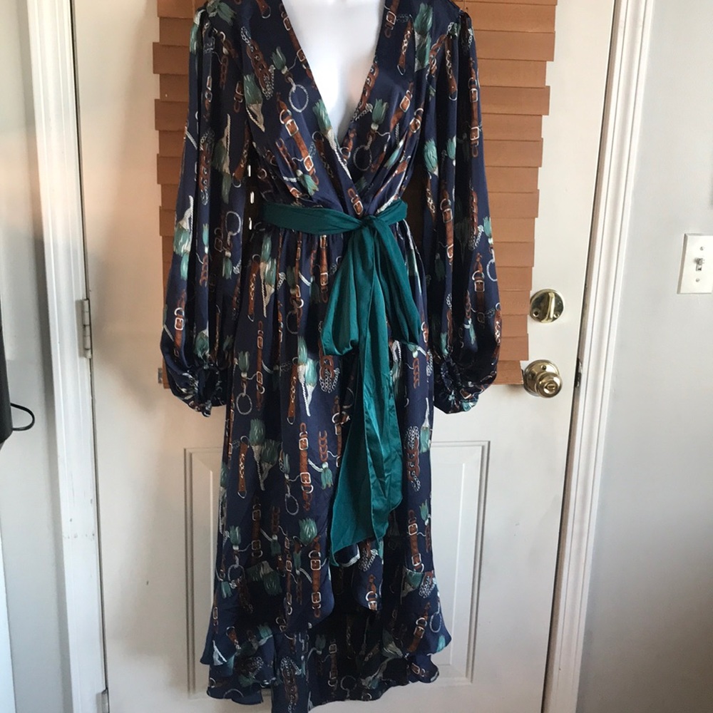 Fashion Nova Equestrian faux wrap dress NWT